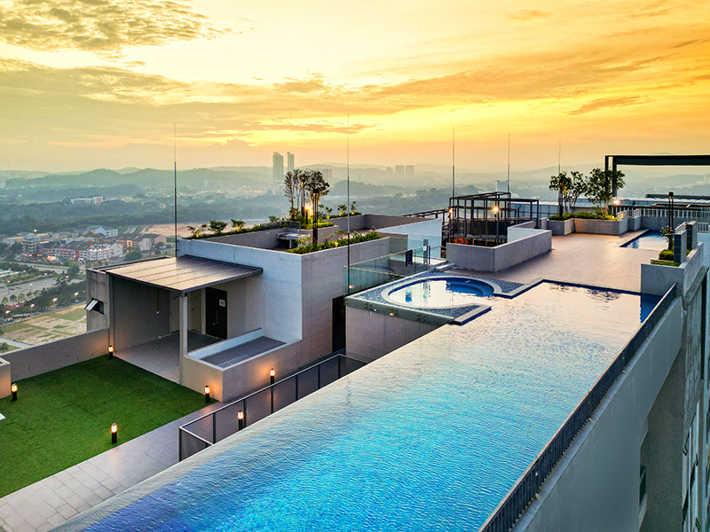 Youth City Residence facility — rooftop infinity pool